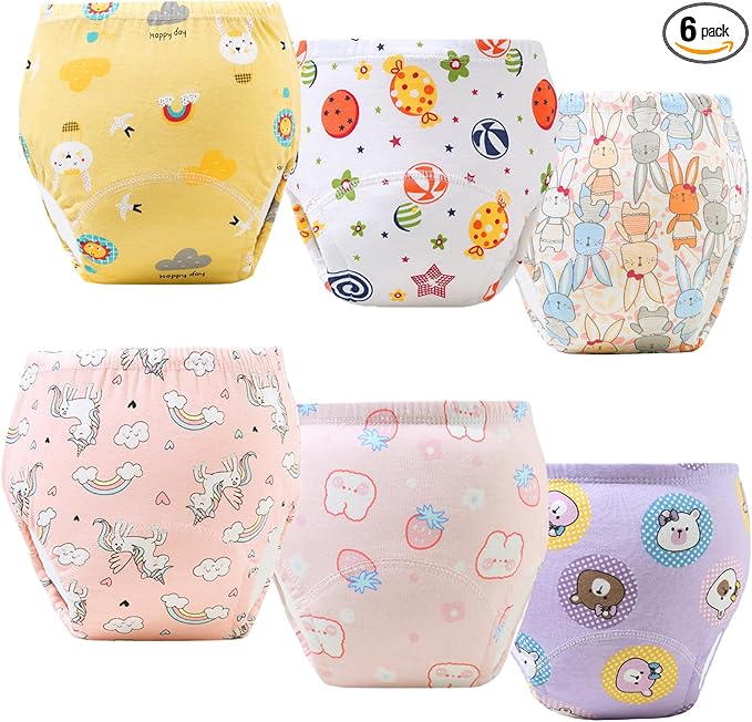 Upairy Potty Training Pants Cotton Absorbent Training Underwear for Toddler Boy and Girls 2T-5T,Soft Absorbent & Leak-Proof with Characters(6PCS,M)