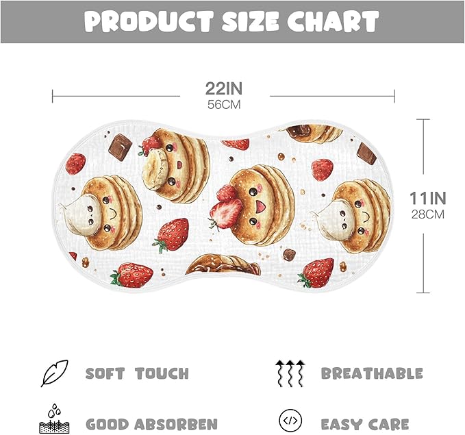 Pancakes Cakes Cute Burp Cloths Baby Boys Girls Absorbent Soft Cotton Burping Cloths Rags, 2 Pack