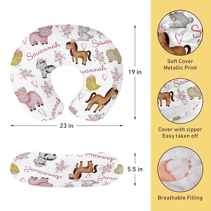 Dyoart Custom Baby Nursing Pillow Cover for Nursing, Animal Theme Removable Nursing Covers for Breastfeeding Pillows, Ultra Soft Comfortable Slipcover for Newborn Baby Boys and Girls