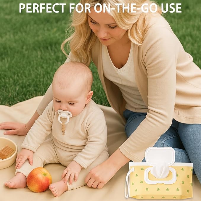 Baby Wipe Dispenser, 3-Pack Portable Refillable Wipe Holder, Reusable Travel Wet Wipe Pouch, Waterproof and Dustproof Wipe Case for Diaper
