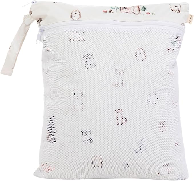 Ali+Oli Water Resistant Dual-Compartment Wet-Dry Bag for Travel, Hook to Stroller, Daycare, Diapers, Diaper Bag, Clutch Bag,15x12 inches (Woodlands)