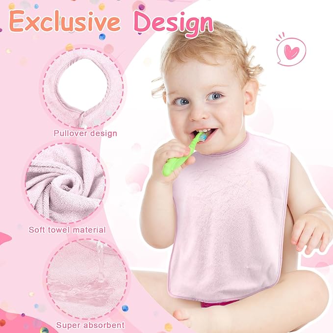 Hercicy Full Coverage Pullover Toddler Baby Bibs Terry Cloth Bibs with Snap Button for 0-4 Years Unisex Feeding Drooling