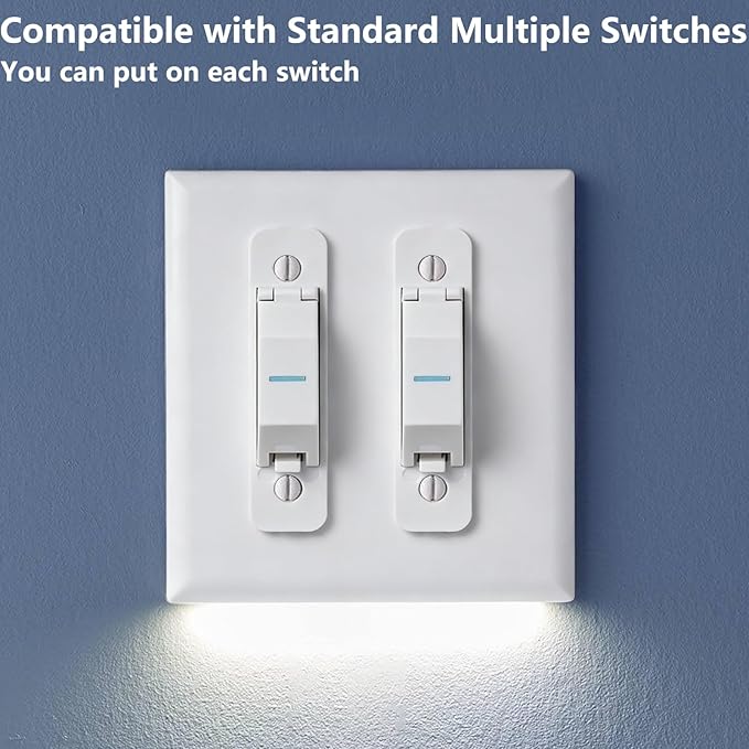 2 Pack Light Switch Cover Guard,Wall Light Switch Lock With Glow In The Dark Effect, Child Proof Wall Switch Cover Keeps Lights or Switches from Being Accidentally Turned ON or OFF （White)