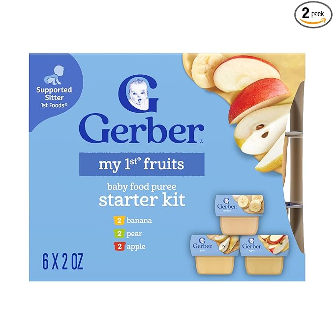 Gerber My 1st Fruits Starter Kit, Banana, Pear & Apple Puree, 2 Ounce Tubs, 2-Pack (Set of 6)