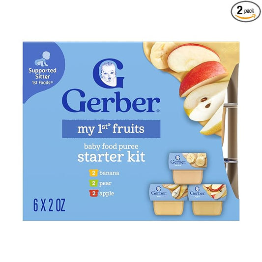 Gerber My 1st Fruits Starter Kit, Banana, Pear & Apple Puree, 2 Ounce Tubs, 2-Pack (Set of 6)