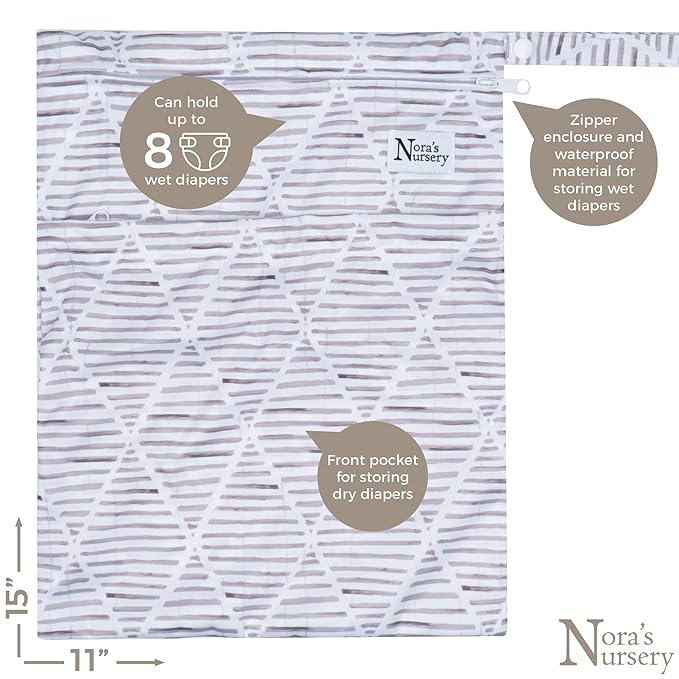 Nora's Nursery Cloth Diaper Cover, Reusable Cover with Snap Closure, Shell for Prefold, Flat, or Fitted Inserts, Includes Wet Bag - Something Blue