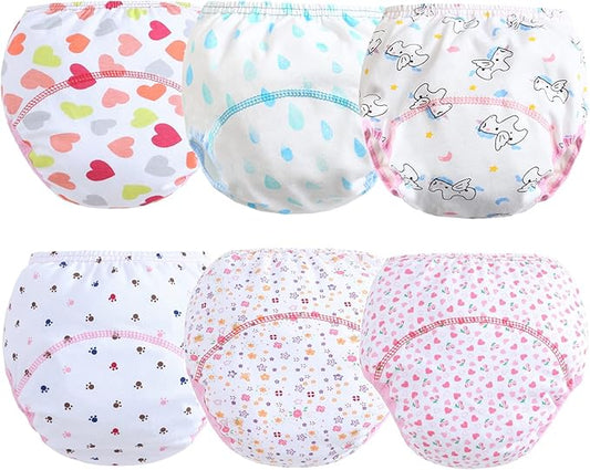 Cotton Reusable Baby Training Pants Unisex Potty Toddler Underpants Kids Waterproof Breathable Underwear 6-Pack