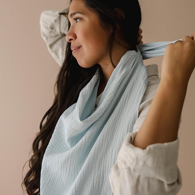 Snuggle Me® Nursing Cover - 100% Organic Cotton Muslin Nursing Cover Up for Baby Breastfeeding with BPA-free Silicone Teether Ring, Ultra-soft, Breathable & Lightweight Adjustable Mother Nursing Apron