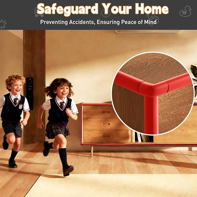 Thick Corner Edge Protector for Baby Proofing, 6.56Ft Furniture Edge Bumper with 10 L-Shaped & Soft Foam Corner Guards,Adhesive Baby proofing Bumper for Table, Small Toddler Bed (Red)