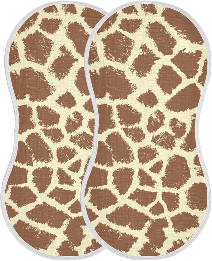 Muslin Burp Cloths for Baby Boys and Girls - 4-Pack Ultra Absorbent Giraffe Print Muslin Washcloths, Newborn Towel, Milk Spit Up Rags, Burp Cloth Bib for Unisex, 22 x 11 Inch