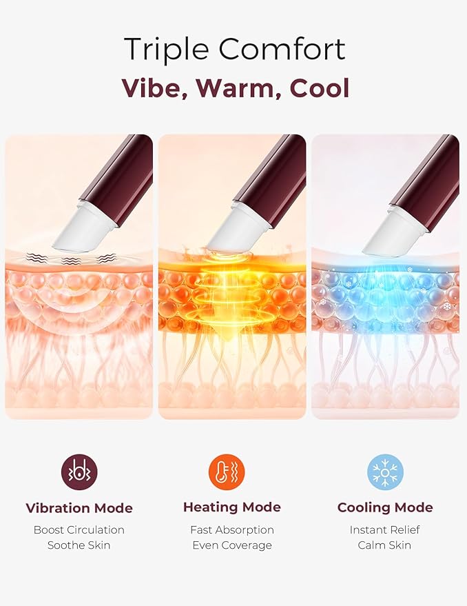 Momcozy ComfortNip™ 3-in-1 Multi-Care Cream Pen Kit, Heat/Cool/Vibe Breastfeeding Pen + Nipple Cream Refills Combo, Rechargeable Touch-Free 316 Steel Head for Nipple Pain Relief & Clogged Ducts