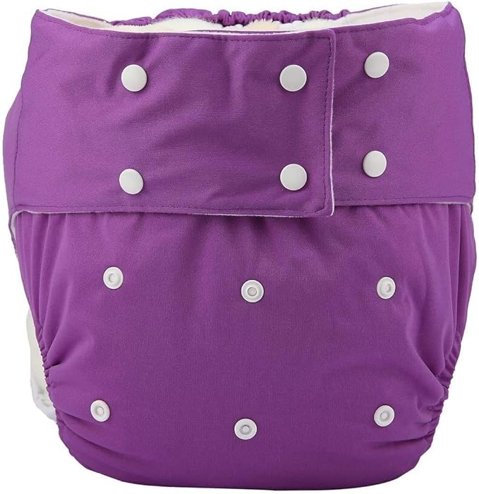 Adult Cloth Diaper Cover Nappy Reusable Washable Adjustable for Disability Incontinence Person (Purple)