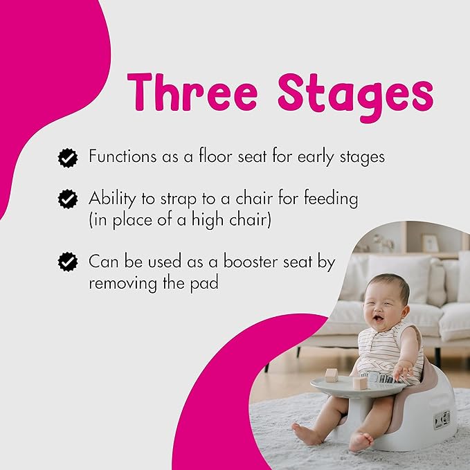 Bumbo 3-in-1 Baby and Toddler Multi Seat for Babies 6 to 36 Months, Sonoran Rose - Floor Seating, High Chair, or Booster with Adjustable Height and Removable Tray