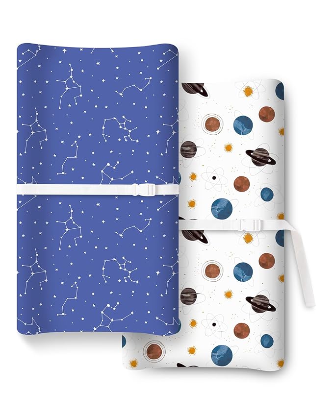 Extra Stretchy Changing Pad Cover, Ultra Soft Premium Jersey Knit Changing Pad Sheets, Unisex for Boys Girls, Fits All Standard Changing Tables/Dresser Tops - 2 Pack