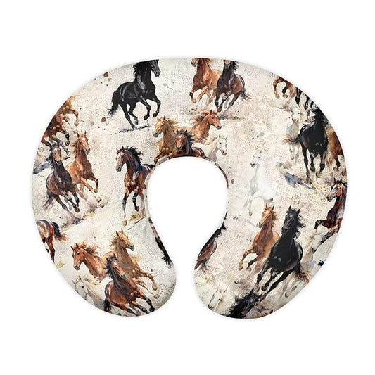 Jeiento Brown Horse Breastfeeding Pillow Covers Soft Comfort Breastfeeding Nursing Pillow Case Stretchy Removable Slipcover for Newborn Boys Girls,Bottle Feeding,Cover Only
