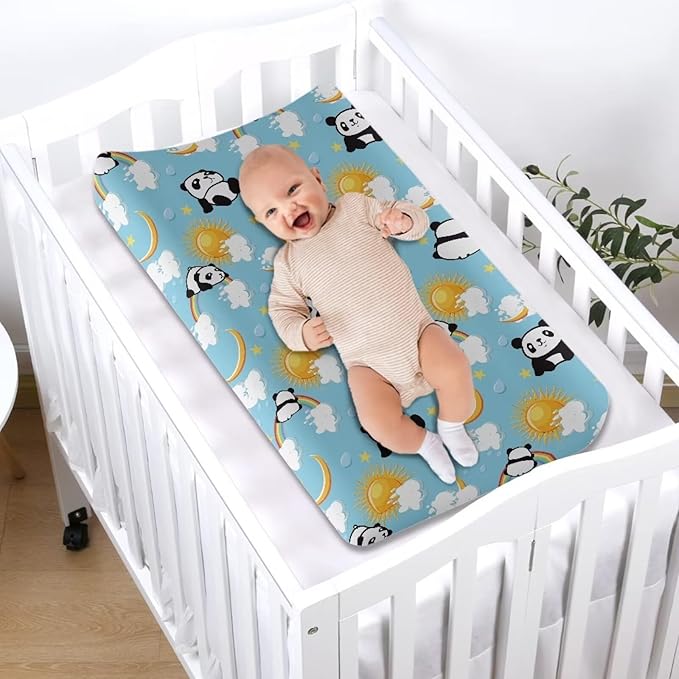 Cute Panda Changing Pad Cover Infant Newborn Changing Table Covers Boys Girls Diaper Table Change Mat Sheet Cover Soft Washable