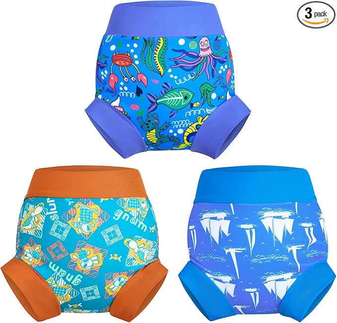 MOEMOE Baby Reusable Swim Diaper 3Pcs Waterproof Swim Pants Baby Swim Diaper for Boys and Girls Swimming Lesson 2-5T