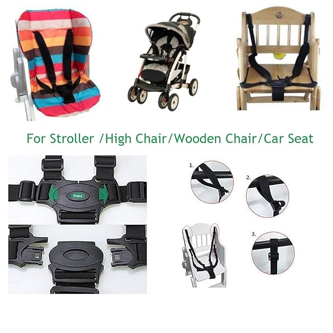 Topwon 5 Point Harness Baby Chair Stroller Safety Belt Pram Buggy Strap for Children High Chair/Pushchair/Booster Replacement…