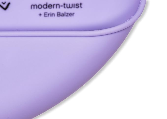 Modern Twist Bucket-Bib 100% Food-Grade Silicone, Waterproof and Reusable, Badger Family – Lavender