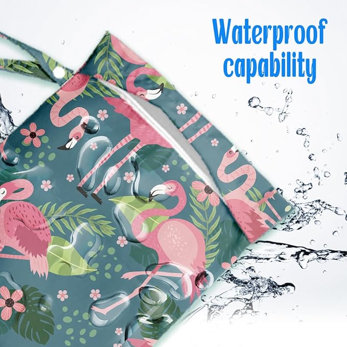 Flamingo Wet Dry Wet Bag for Swimsuit Towel Baby Travel Cloth Diapers Beach Gym Toiletries Makeup Storage Bag Summer Vacation Essential Holiday Flamingo Gifts