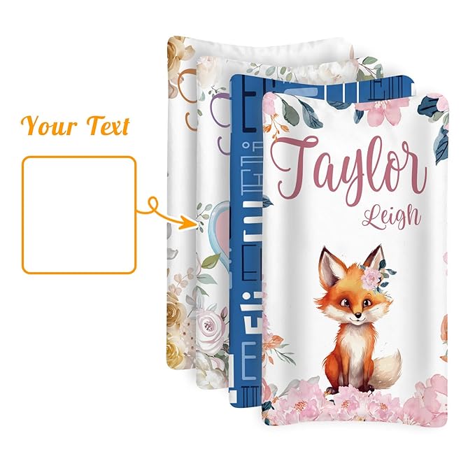 Custom Changing Pad Cover Set - Jersey Knit Comfy CozyUltra Soft Unisex Diaper Changing Table Covers with Personalized Name for Baby Boys Girls - Waterproof Ultra Soft 4 Pcs Set Style07