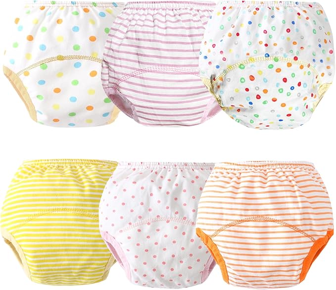 Cotton Reusable Baby Training Pants Unisex Potty Toddler Underpants Kids Waterproof Breathable Underwear 6-Pack