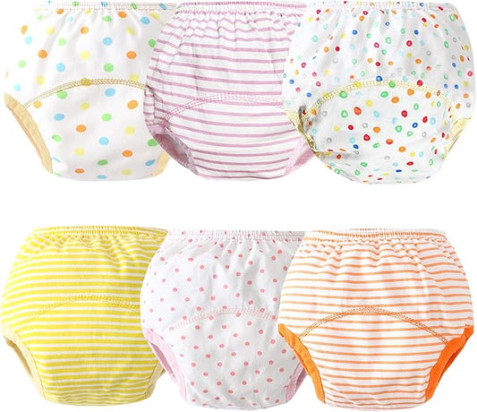 Cotton Reusable Baby Training Pants Unisex Potty Toddler Underpants Kids Waterproof Breathable Underwear 6-Pack