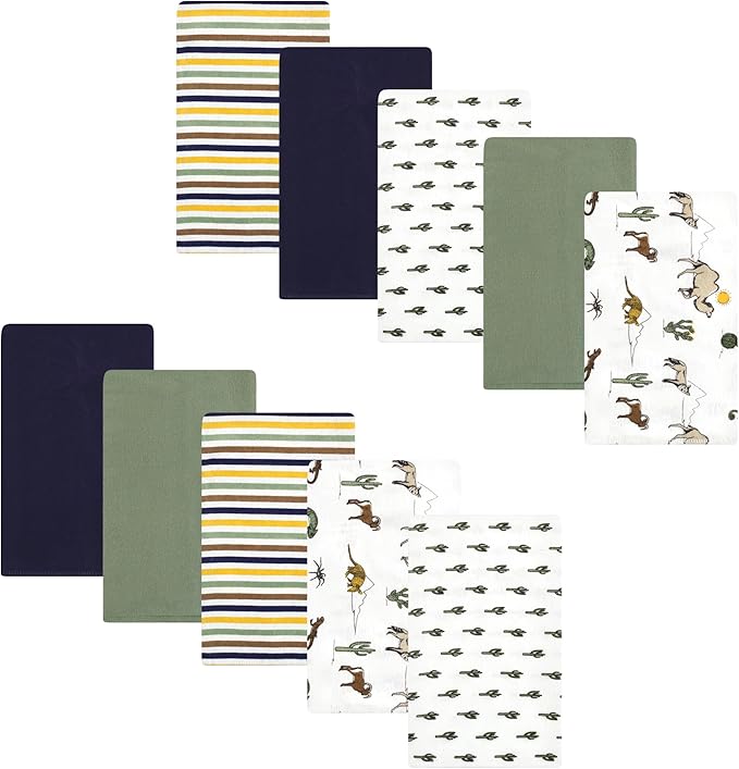 Luvable Friends Hudson Baby Flannel Burp Cloths 10pk, Desert Wildlife