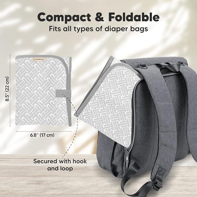 KeaBabies Diaper Bag Backpack and Portable Diaper Changing Pad - Waterproof Multi Function Baby Travel Bags - Waterproof Foldable Baby Changing Mat - Travel Diaper Change Mat