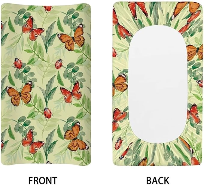 Butterfly Changing Pad Cover Waterproof Stretchy Diaper Changing Mat Cover Durable Lightweight Nursery Pad Change Cover Fit 32"x16" Contoured Pad