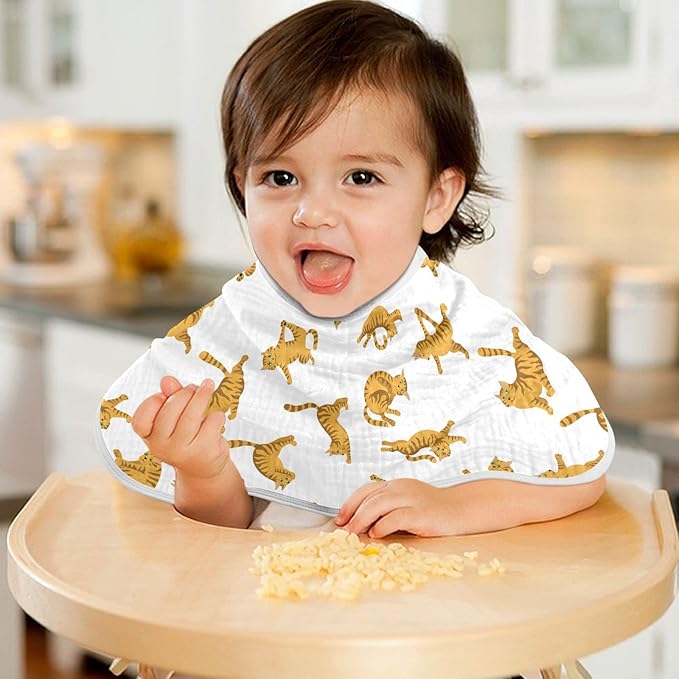 Yoga Tabby Cat Muslin Burp Cloths for Baby 1 Pack Soft 100% Cotton Super Absorbent Baby Washcloths Bibs for Boy Girl