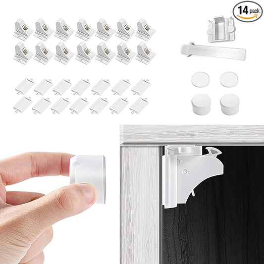 Vmaisi Magnet Cabinet Locks for Babies (14 Locks and 2 Keys)