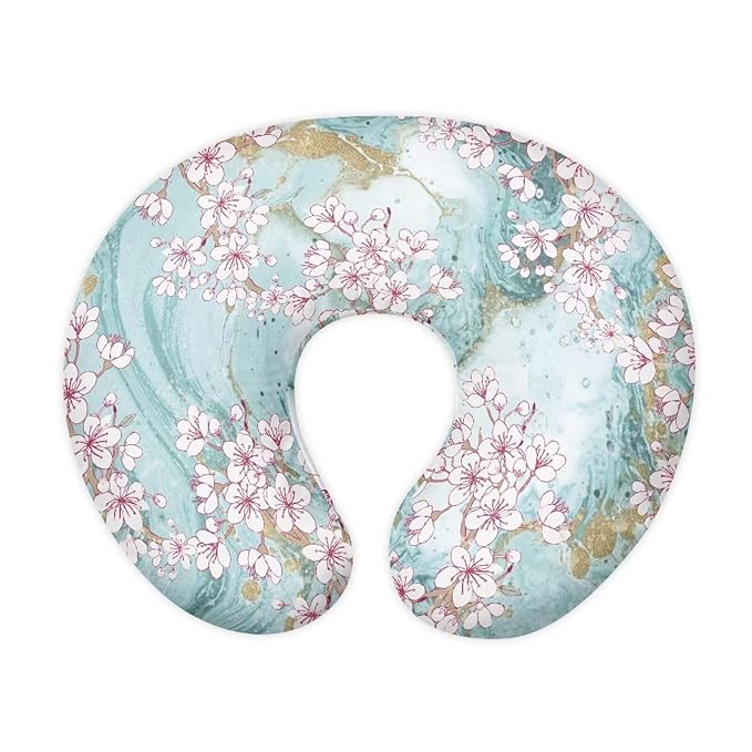 Cherry Blossom Marble Nursing Pillow Cover Slipcover Comfortable Maternity Breastfeeding Newborn Infant Feeding Cushion Cover Machine Wash & Quick Dry
