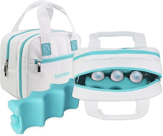 Cooling Bag Breastmilk Cooler Bag - Dedicated Storage Breast Pump Bag, Stores up to Six Bottles, Large Built-in Breastmilk Cooler w/Ice Pac, Double Zipper & Separate Spaces for Different Items