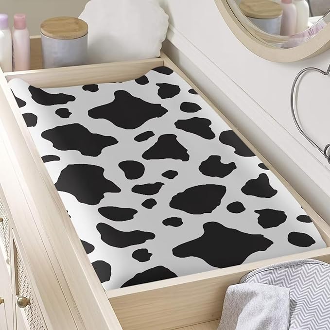 ZDCUSTOM Milk Cow Changing Pad Cover Super Soft Baby Diaper Changing Table Cover Breathable Changing Table Sheet Diaper Changing Pad Cover for Baby Boys Girls
