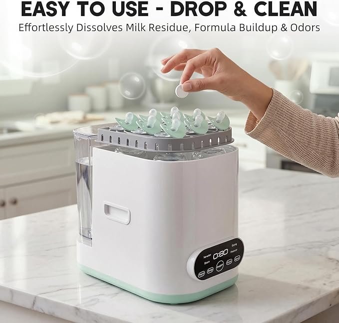 Baby Bottle Washer Detergent Tablets, 90 Count Fast-Dissolving Gentle Formula, Removes Milk Residue Grease & Odor, Compatible with All Brands, for Washer Sterilizer Dryer