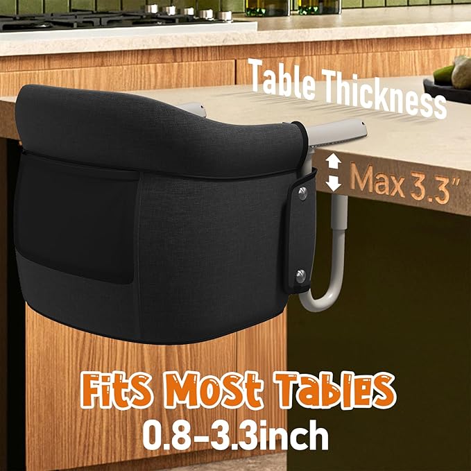 Hook On High Chair, Portable Table Chair for Babies, Foldable Baby Feeding Chair with 3-Point Safety Harness, Weaning & Self-Feeding Essential
