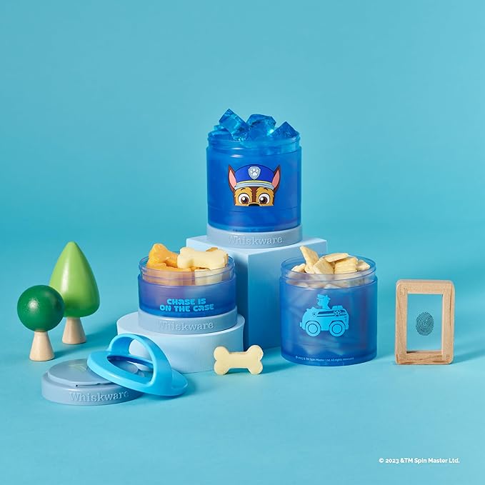 Whiskware Paw Patrol Stackable Snack Containers for Kids and Toddlers, 3 Stackable Snack Cups for School and Travel, Chase & Rubble (Pack of 2)