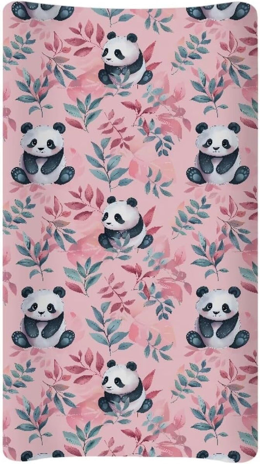 Panda Changing Pad Cover Waterproof Soft Diaper Changing Mat Cover for Baby Stretchy Lightweight Universal Tray Table Mat Fit 32"x16" Contoured Pad