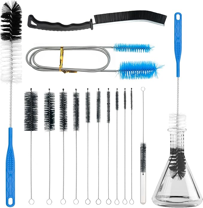 13Pcs Glass Cleaning Kit Tube Pipe Cleaners Straw Cleaner Brush - Reusable Handles Extra Long Bottle Brush & for Glass Water Stanley Mugs (40,30,20 oz), for Sippy Cup, Water Bottle, Tubes Drains