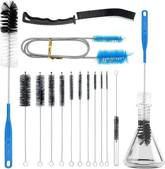 13Pcs Glass Cleaning Kit Tube Pipe Cleaners Straw Cleaner Brush - Reusable Handles Extra Long Bottle Brush & for Glass Water Stanley Mugs (40,30,20 oz), for Sippy Cup, Water Bottle, Tubes Drains