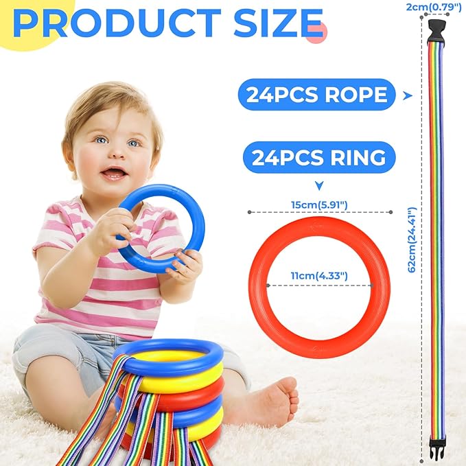 Safety Walking Rope, Toddlers Walking Rope for Preschool, Colorful Walking Rope Detachable Transition Rope, Preschool Walking Rope for Daycare School Kids (24 Ring)
