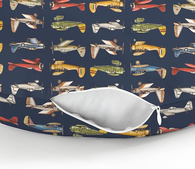 Airplanes Vintage Models Aircraft Nursing Pillow Covers for Boy Girl Antiqued Planes Nursing Pillow Slipcovers for Breastfeeding Pillows Retro Planes Soft Stretchy Removable Covers for Newborn Infant