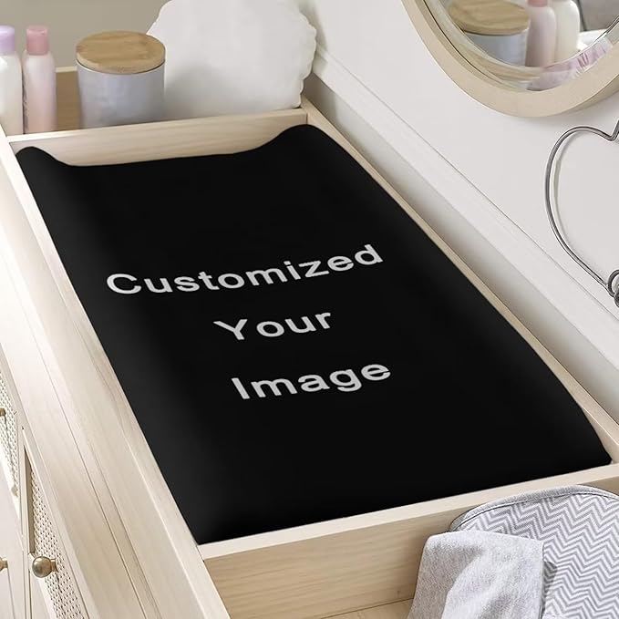 Custom Diaper Changing Pad Covers for Baby Boys Girl Personalized Changing Mat Cover with Your Photo/Images/DIY Pictures Infant Newborn Changing Table Sheet Fitted 32”x16”