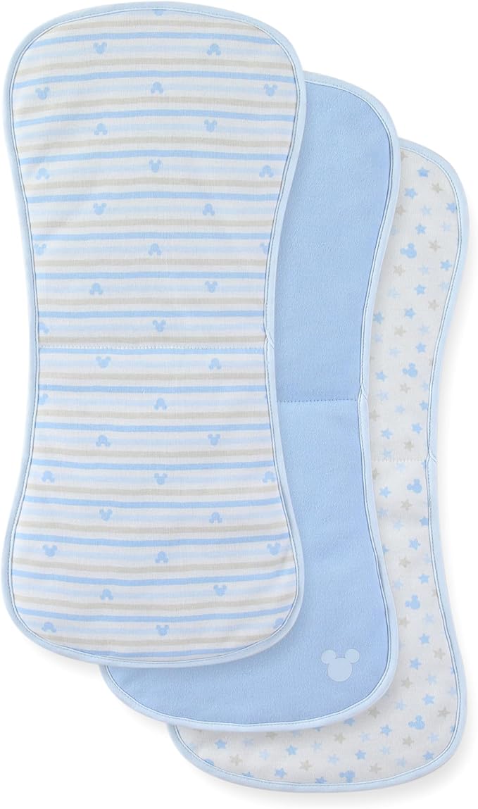 Disney Baby Burp Cloths 3-Pack – Mickey Mouse and Minnie Mouse Soft Absorbent 20" x 10" Leakproof Burping Rags for Baby Boys Girls & Unisex Newborns & Infants
