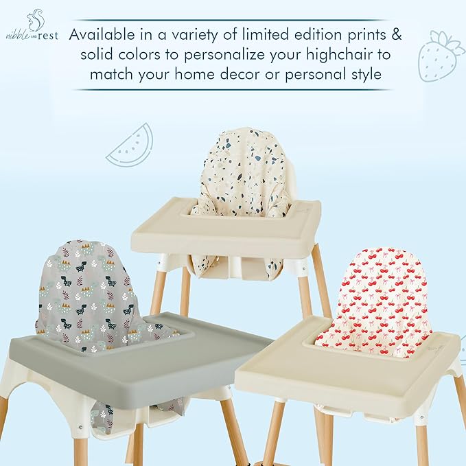 Nibble and Rest Highchair Cushion Cover for Inflatable Cushion, Compatible for IKEA Antilop Highchair, Accessories Stain-Proof and Wipeable Cover (Cushion NOT Included)(Strawberries)