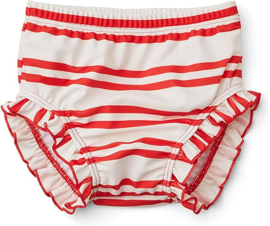 Baby Toddler Girls Swim Diapers Reusable Swim Bottoms BPA Free Swim Pants Water Diaper Red Ruffled Swimsuit 2-3T UPF50