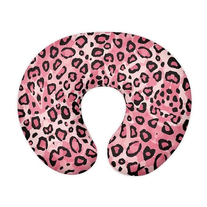 Jeiento Pink Leopard Print Pillow Cover for Nursing Pillow Premium Quick-Dry Fabric Cover for Breastfeeding Pillowcase with Hidden Zipper,Machine Washable
