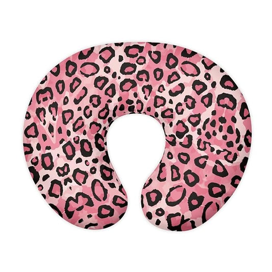 Jeiento Pink Leopard Print Pillow Cover for Nursing Pillow Premium Quick-Dry Fabric Cover for Breastfeeding Pillowcase with Hidden Zipper,Machine Washable
