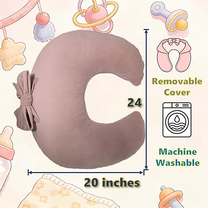 Nursing Pillow, U-Shaped Breastfeeding Support Cushion for Bottle & Breast Feeding (Pink)